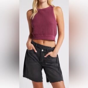 Free People We The Free Dark Pink Waffle amKnit Tank Top